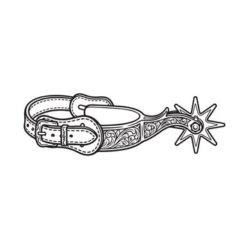 Vintage western cowboy spur with decorative engravings