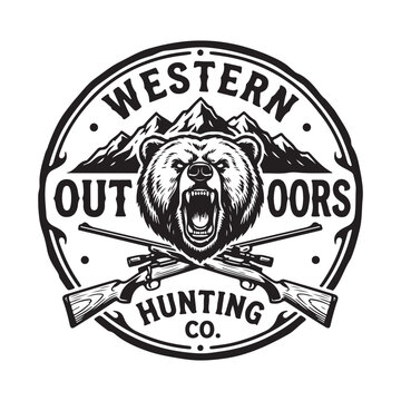 Western outdoors hunting company bear logo design