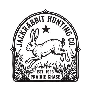 Vintage jackrabbit hunting company badge illustration