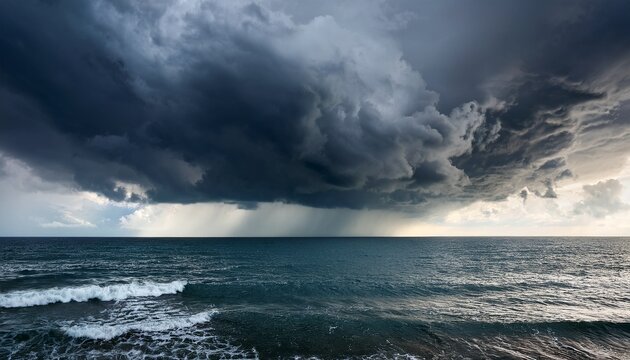 Storm With Dramatic Clouds Over The Sea