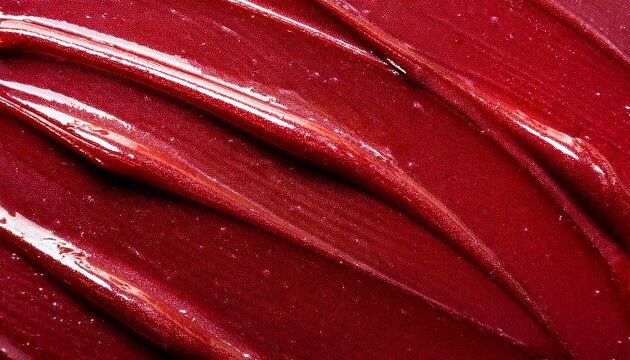 Lip Gloss Texture Background Red Shimmer Liquid Lipstick Smeared Closeup