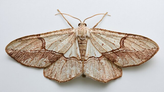 Elegant Maple Looper Moth on White Soft Collection Background
