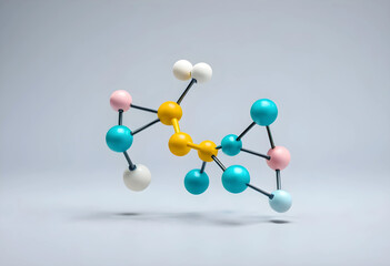 Fototapeta premium 3D model of serotonin molecule on pastel background