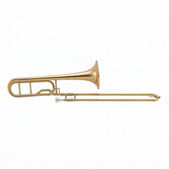 Obraz premium Gold brass trombone on white background 
