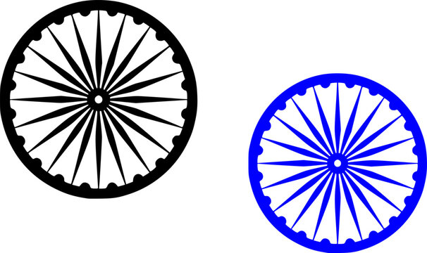 Ashoka Chakra Indian national flag wheel symbol in black and blue color versions, a clean vector illustration of the 24-spoke dharma wheel perfect for Independence Day and Republic Day designs