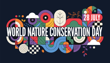 Fototapeta premium Colorful abstract graphic design for World Nature Conservation Day event poster