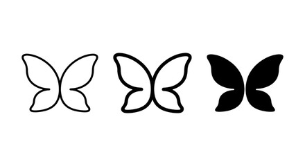 Butterfly Icons, Vector Silhouettes, Insect Wing Graphics, Simple Outline Art © Babul