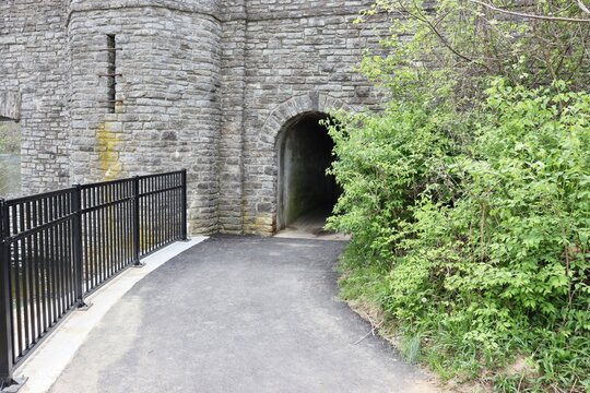 The beginning of the tunnel in the park.