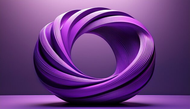 Abstract Purple Mobius Strip Sculpture On A Monochromatic Background