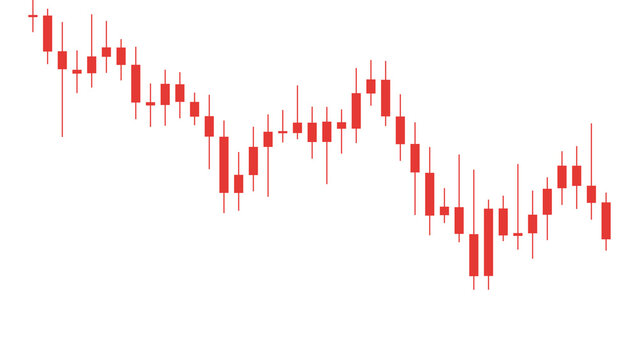 Red Falling Stock Market Chart Arrow Isolated on Transparent Background, Financial Loss Graph, Trading Decline and Investment Downtrend Illustration