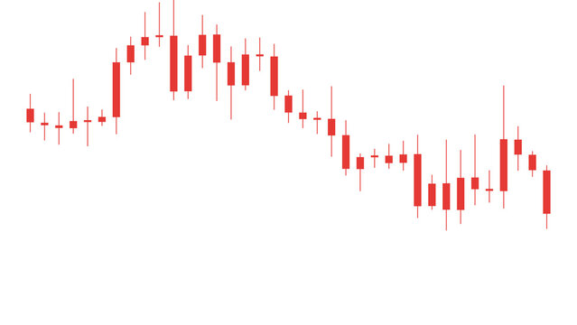 Red Falling Stock Market Chart Arrow Isolated on Transparent Background, Financial Loss Graph, Trading Decline and Investment Downtrend Illustration