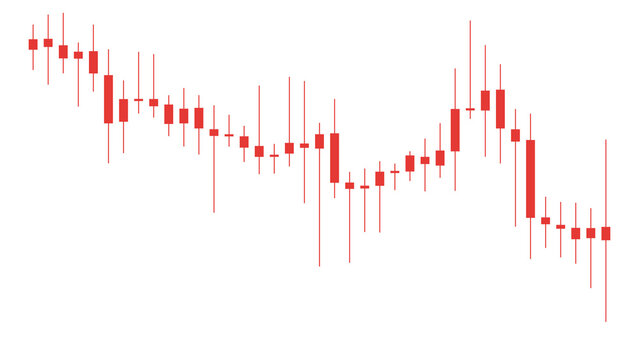 Red Falling Stock Market Chart Arrow Isolated on Transparent Background, Financial Loss Graph, Trading Decline and Investment Downtrend Illustration