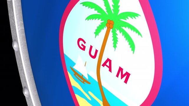 Metallic Shield Transitions with the Flag of Territory of Guam of United States of America