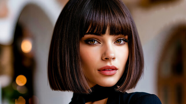 A woman with short brown hair and brown eyes looking to the side