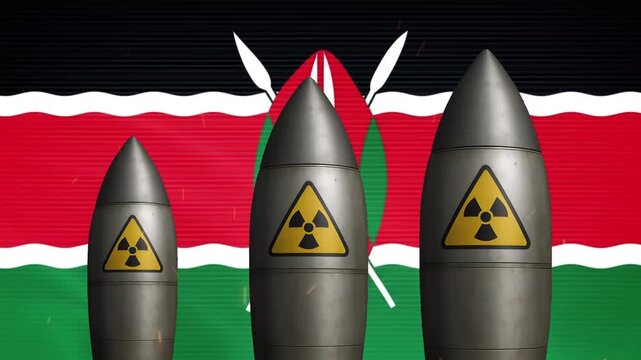 Nuclear missiles against kenya flag background: geopolitical tension and national security concept kenyan flag