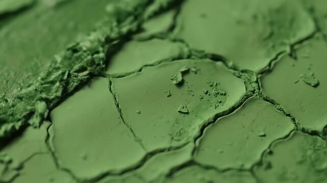 Close-up macro of textured green surface, possibly paint, with visible ridges and unevenness