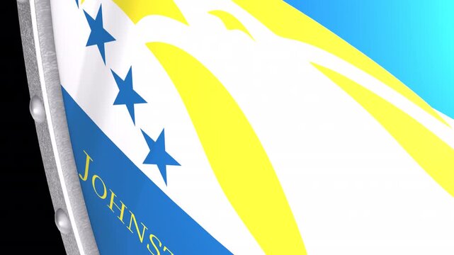 Metallic Shield Transitions with the Flag of Territory of Johnston Atoll of United States of America