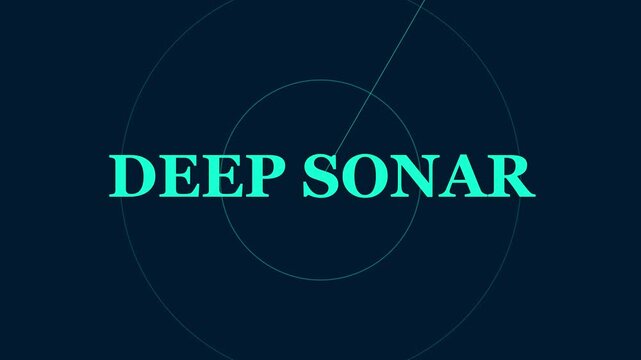 Deep sonar radar scanning interface animation with rotating target detection sweep for marine navigation and underwater exploration 4k