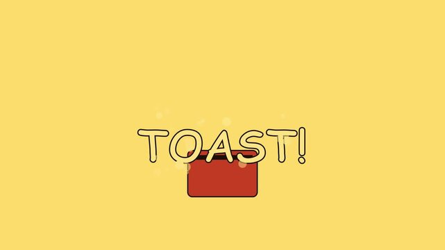 Fun cartoon toast animation with pop-up bread and playful text for breakfast and morning concepts 4k