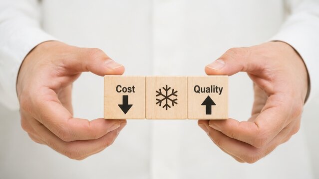 Balancing cost and quality with a snowflake icon in the middle