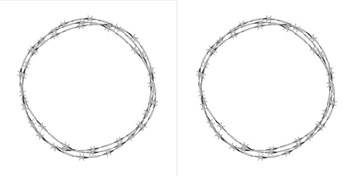 Barbed wire circle frame isolated on transparent background