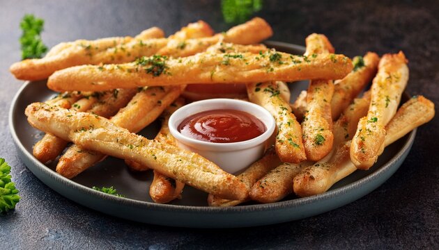garlic cheesy breadsticks with marinara dipping sauce