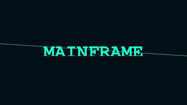 Mainframe digital glitch text animation: cyberpunk retro style motion for technology and computing concepts 4k