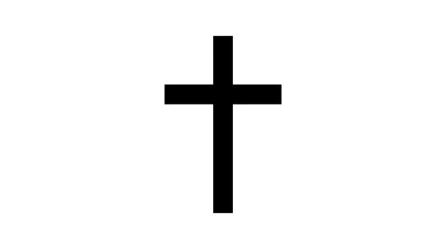 Black christian cross silhouette on a white background