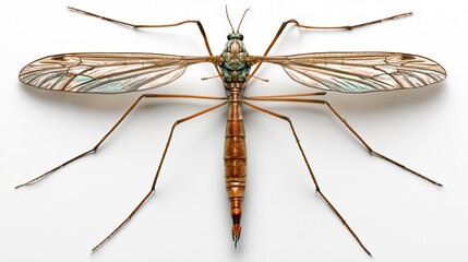 Fototapeta premium Detailed Crane Fly Isolated on White Background - Macro Close-Up for Professional Presentations