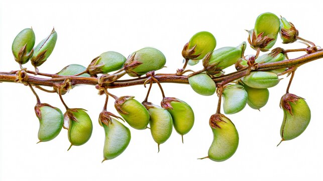 Creeping Beggarweed Plant with Desmodium Incanum Unripe Seed on White Background
