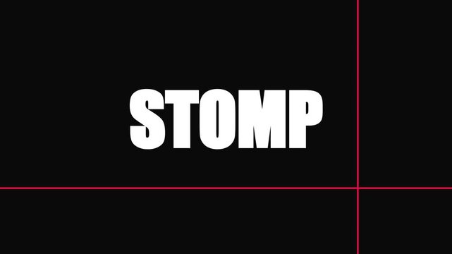 Stomp typography motion title sequence with bold animation 4k white text on minimalist black background