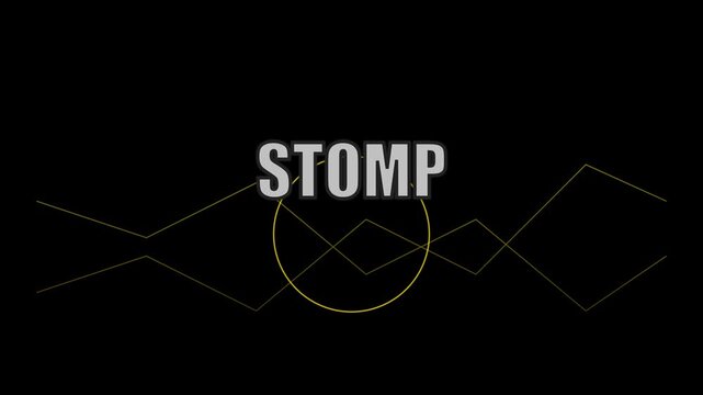 Stomp typography motion with minimalist gold geometric lines and circle animation 4k