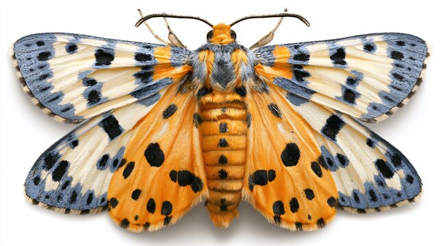 Female Virginia Tiger Moth on White Background - Professional Stock Photo