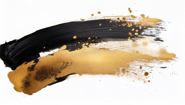high resolution ink stroke brushes and splatter textures isolated on white background in black and gold palette m ready for photoshop or procreate use