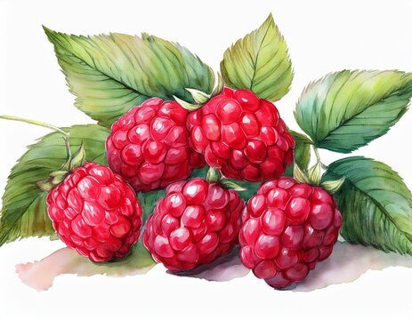 watercolor of the raspberry on white