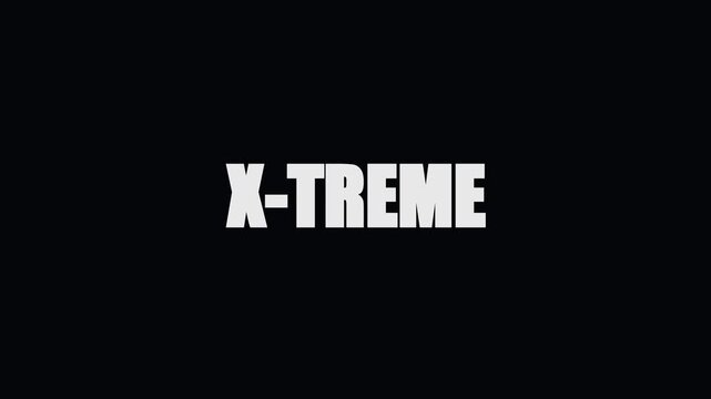 X-treme bold typography motion title card for action sports and high-energy branding animation 4k motion bold text