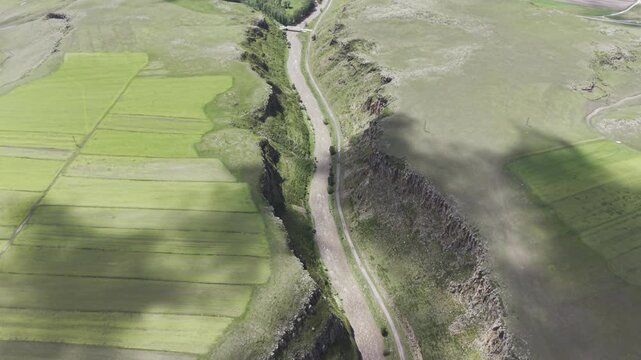 Cinematic Drone Footage of Akyaka Canyon in Akyaka Kars Turkey Eastern Anatolia Rocky Natural Landscape