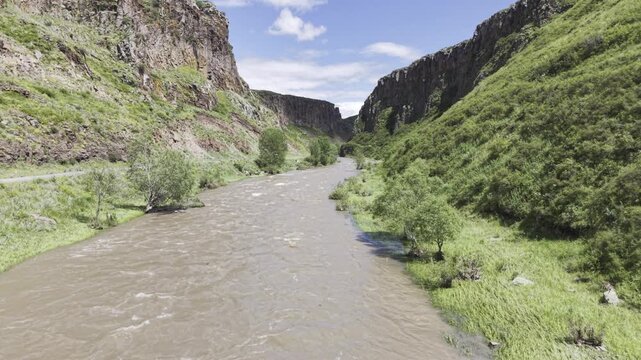 Cinematic Drone Footage of Akyaka Canyon in Akyaka Kars Turkey Eastern Anatolia Rocky Natural Landscape