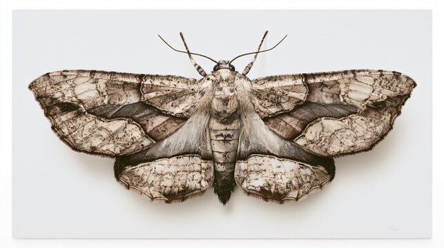 Elegant Maple Looper Moth on White Soft Collection Background