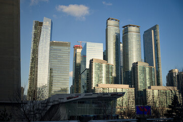 Obraz premium Aqualina condo tower rises amid downtown skyscrapers in Toronto, Canada, February 4, 2026