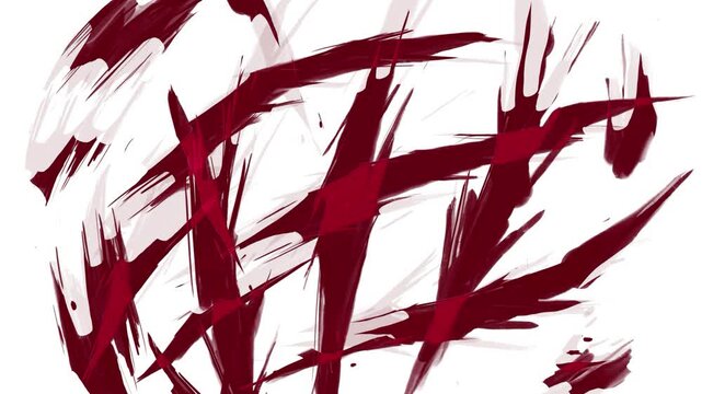 Bloody monster scratches on a white background. Halloween horror effect with torn wounds in 4K. Monster attack and predator claw marks.