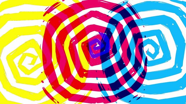 Hypnotic lines twist together for a scene transition on a white background. Psychedelic spiral transition animation in Full HD.