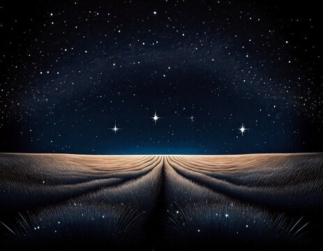 field of stars in the night sky surrounded by an empty dark center background of the universe with a cloudless sky against a black backdrop