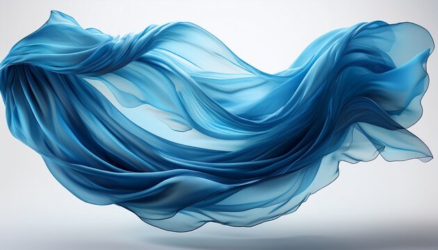 blue flying fabric on a white background isolated background