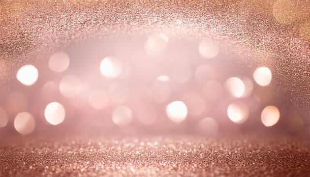rose gold glitter background border or frame with sparkling bokeh lights and texture with free place for text