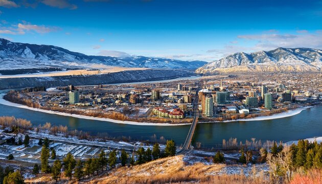 kamloops downtown skyline thompson river glacier melt british columbia canada