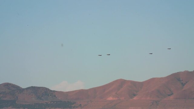 Four U.S. Air Force F-35A jets soar over North Ogden, Utah, as part of a statewide flyover celebrating the nation&rsquo;s 250th birthday.
