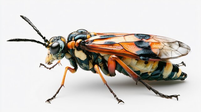 Birch Sawfly Cimbex Femoratus on White Background Soft Colour