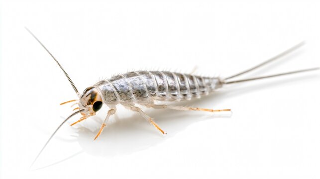 Closeup Long-Tailed Gray Silverfish Ctenolepisma Longicaud
