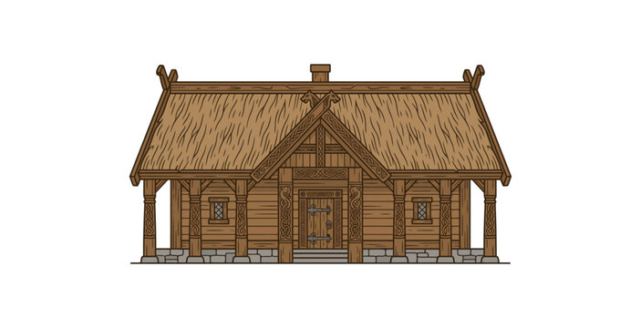 Viking Longhouse Vector Illustration